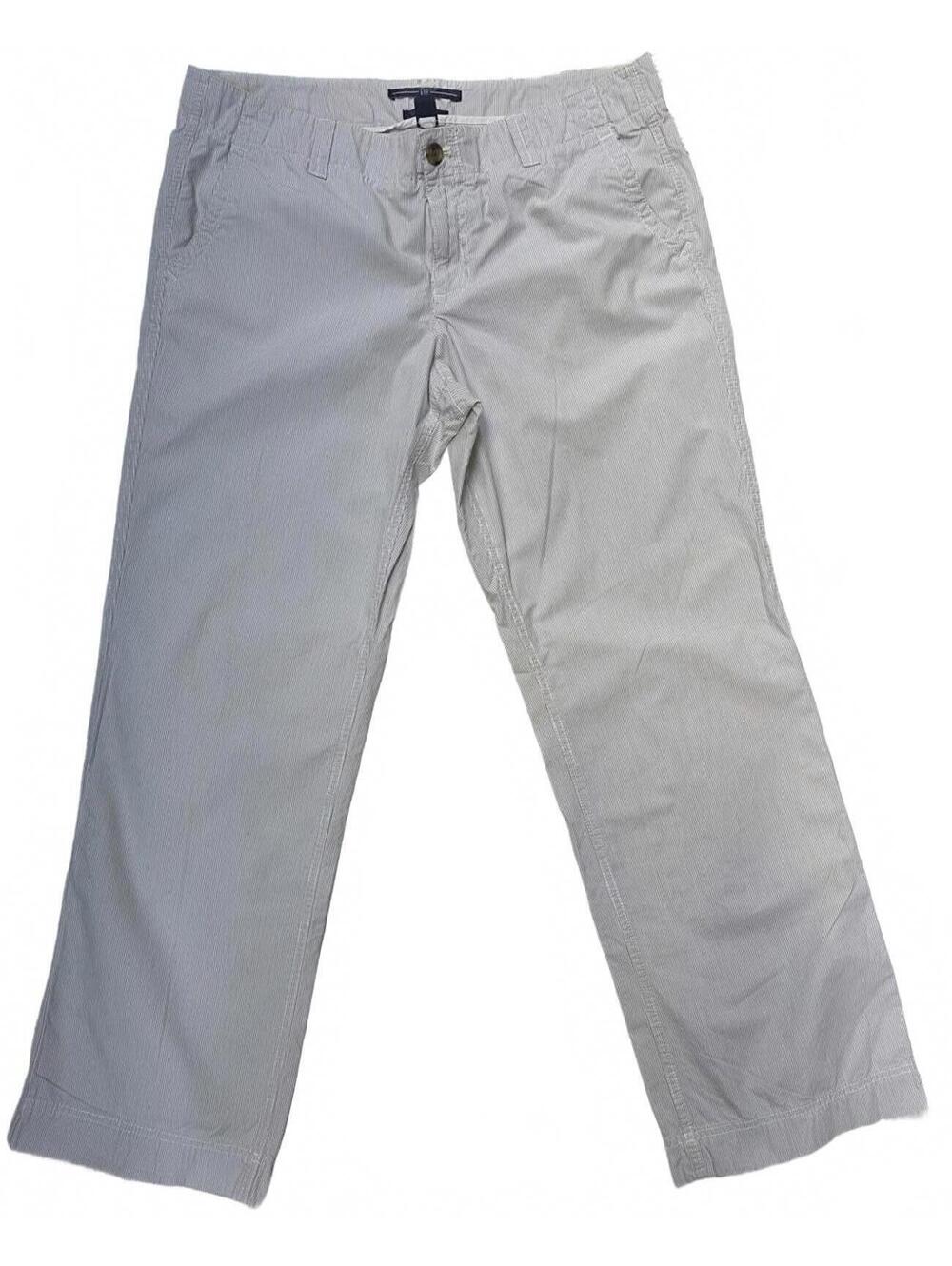 Gap Brown & Cream Pinstripe Summer Cotton Trousers - Straight Leg Size 14